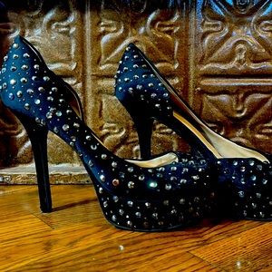 Black super studded heels